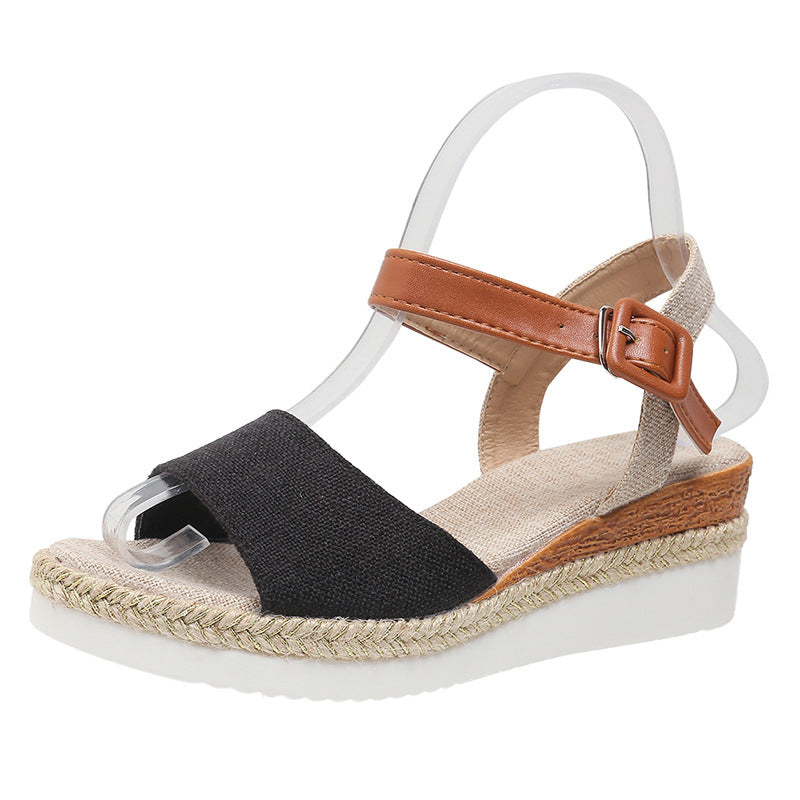 Sandalias de Cuña Informales con Tira en el Tobillo