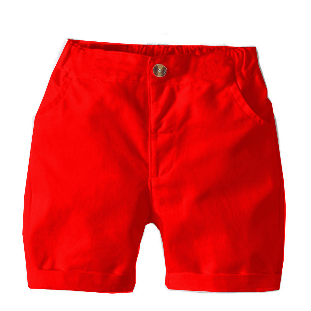 Pantalones Cortos Casuales de Verano para Bebé Niño con Cinturón — Algodón