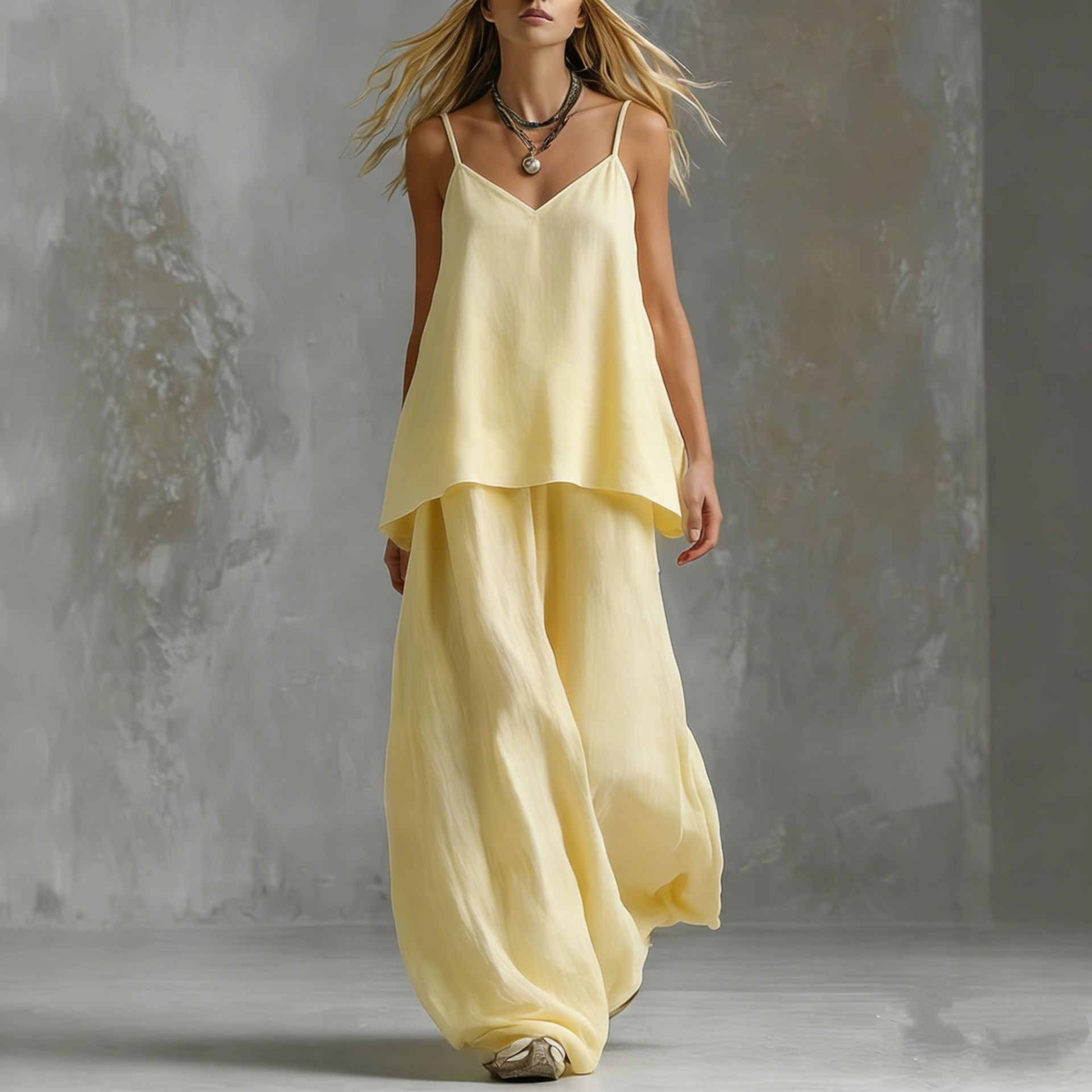 Traje elegante de mujer sin mangas de color liso