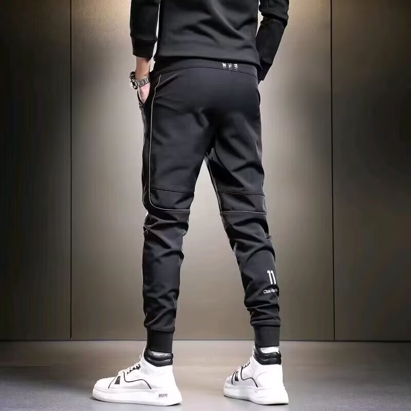 Pantalones deportivos de secado rápido para hombre, corte ajustado, elásticos y versátiles, con cordones en los tobillos, ideales para otoño.