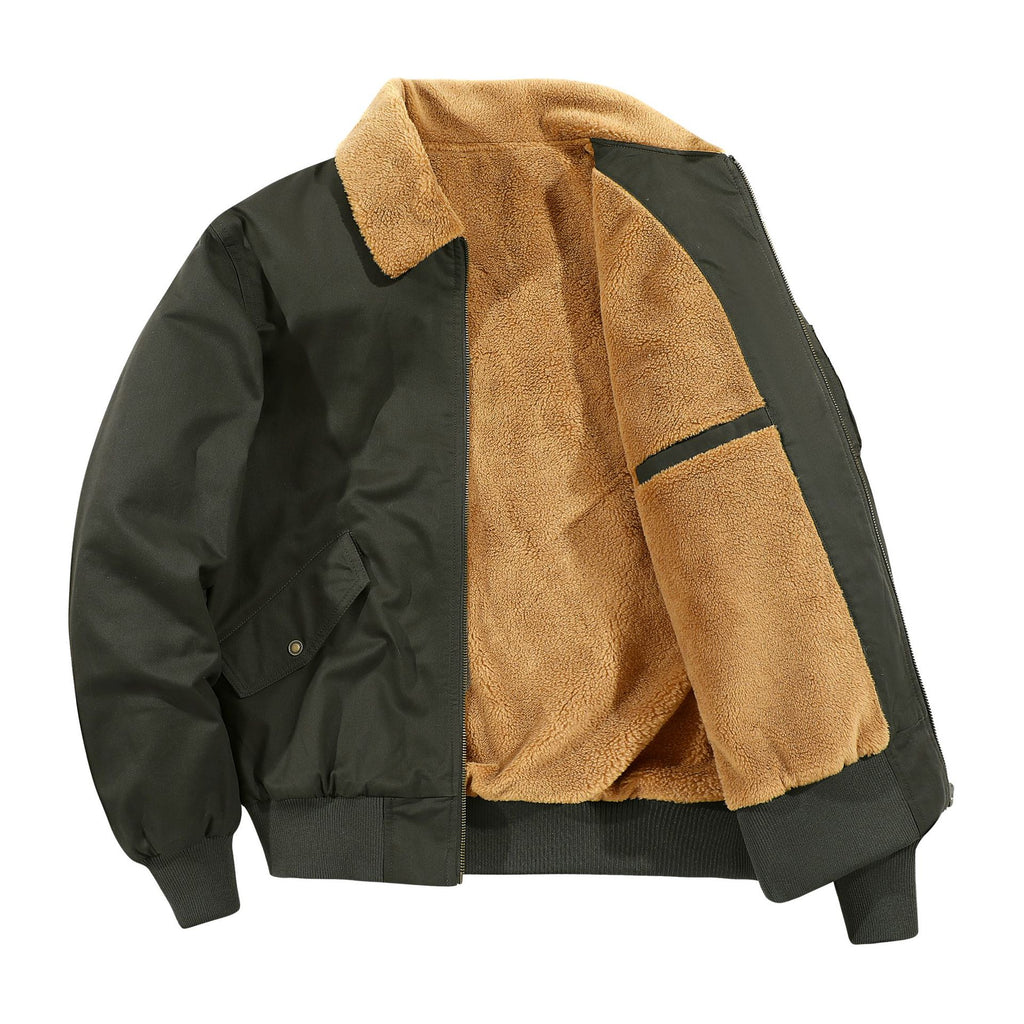 Chaqueta de hombre estilo americano, forrada de felpa, de algodón puro lavado y cálido