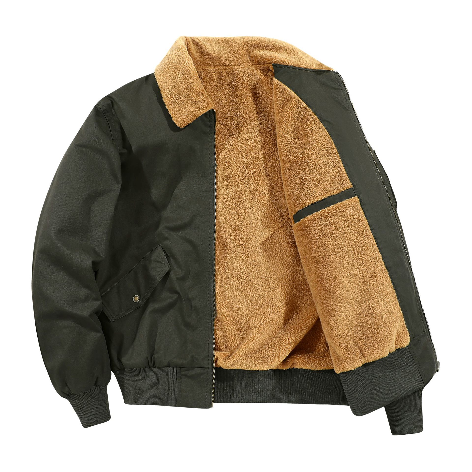 Chaqueta de hombre estilo americano, forrada de felpa, de algodón puro lavado y cálido