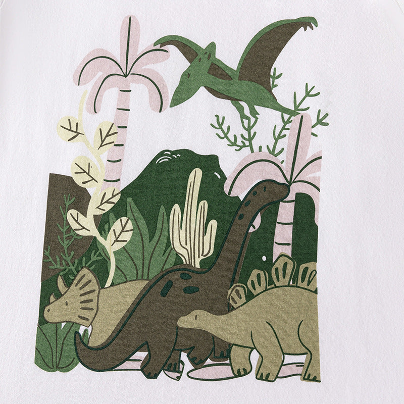 Summer Cartoon Print Short Sleeve Kids Set