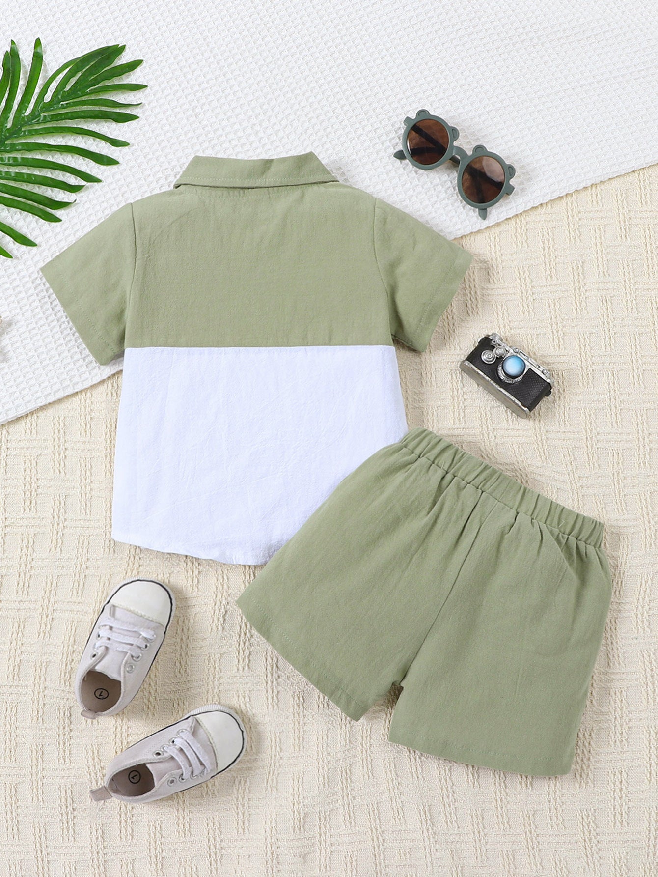 Conjunto de Camisa y Pantalón Corto de Algodón y Lino para Niño — Fresco y Natural