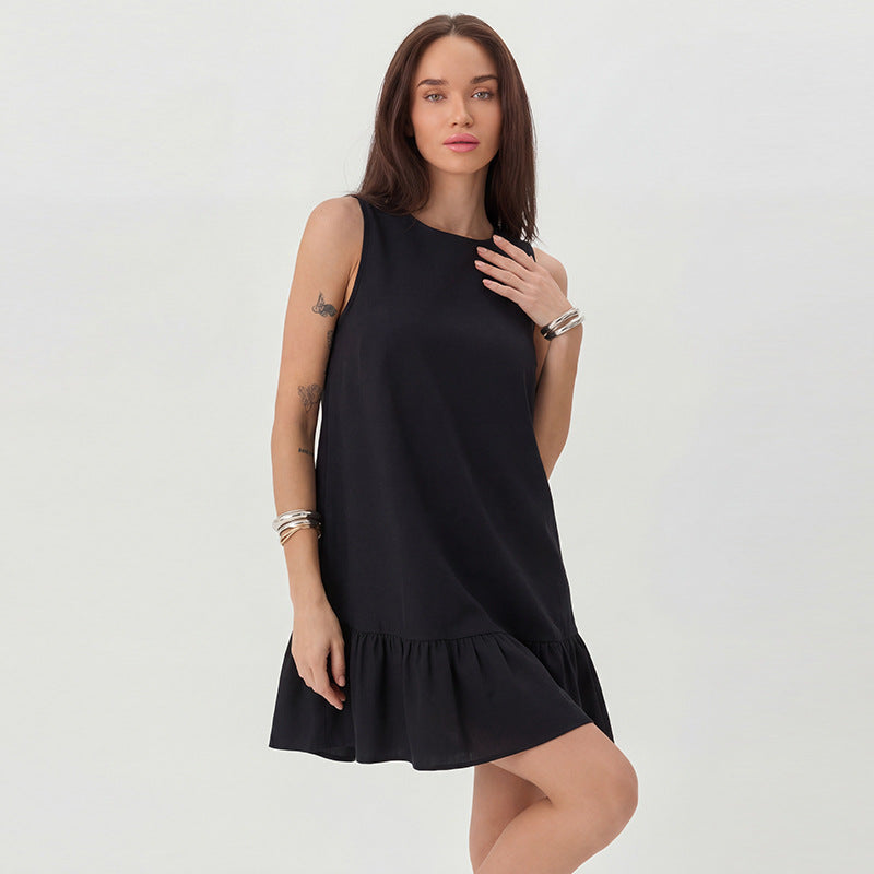 Vestido sin mangas de moda para el verano de 2026 con falda de corte A