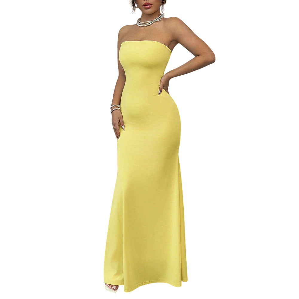 Vestido ajustado sin tirantes ni espalda de estilo vendaje, a la moda.