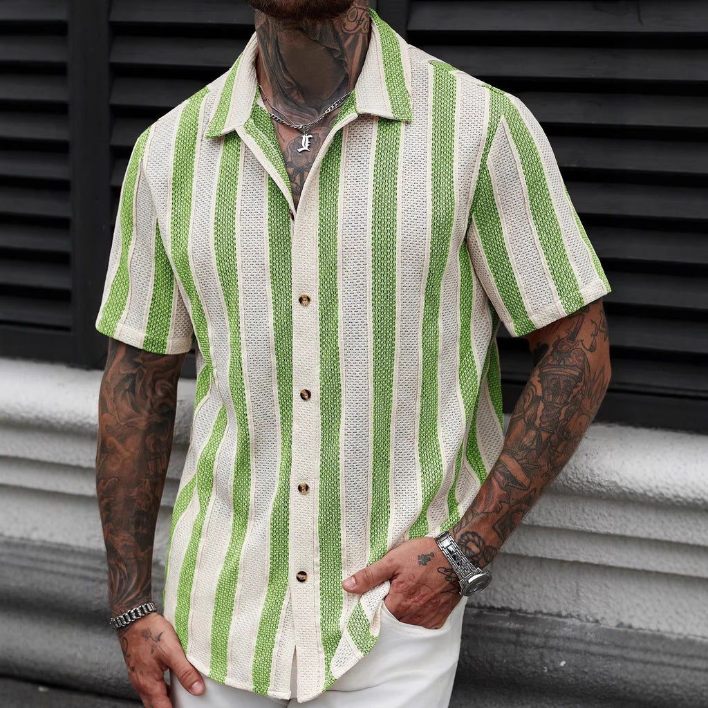 CAMISA DE CUELLO EN V PARA HOMBRES