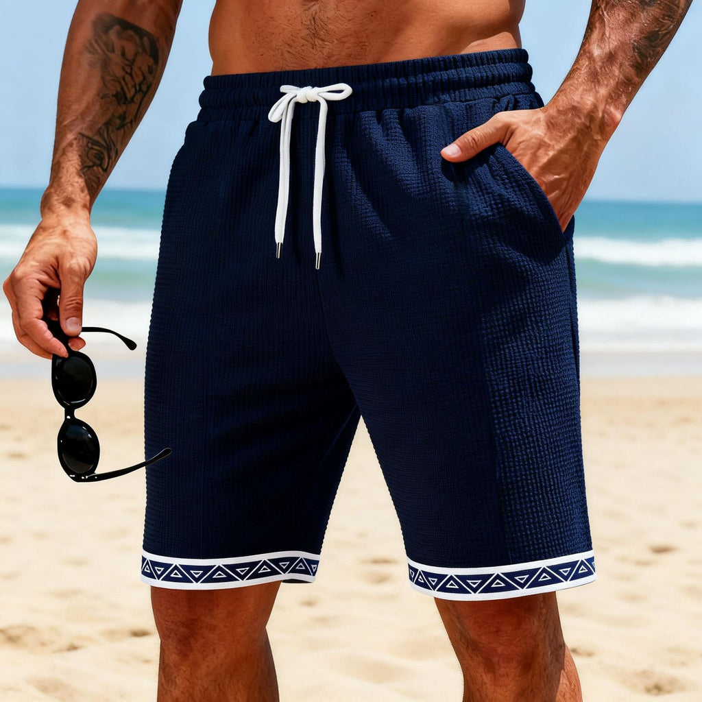 Pantalones cortos de playa transpirables con diseño de retazos y tejido gofrado.