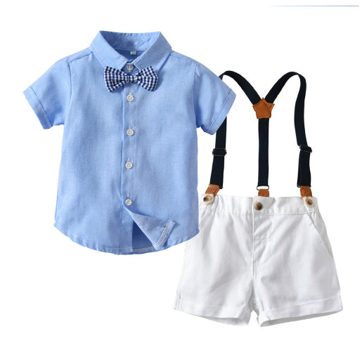 Conjunto de camisa y pantalón con tirantes para niño — a la moda