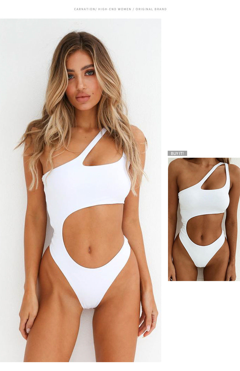 Traje de Baño Una Pieza Color Liso Mujer — Nailon