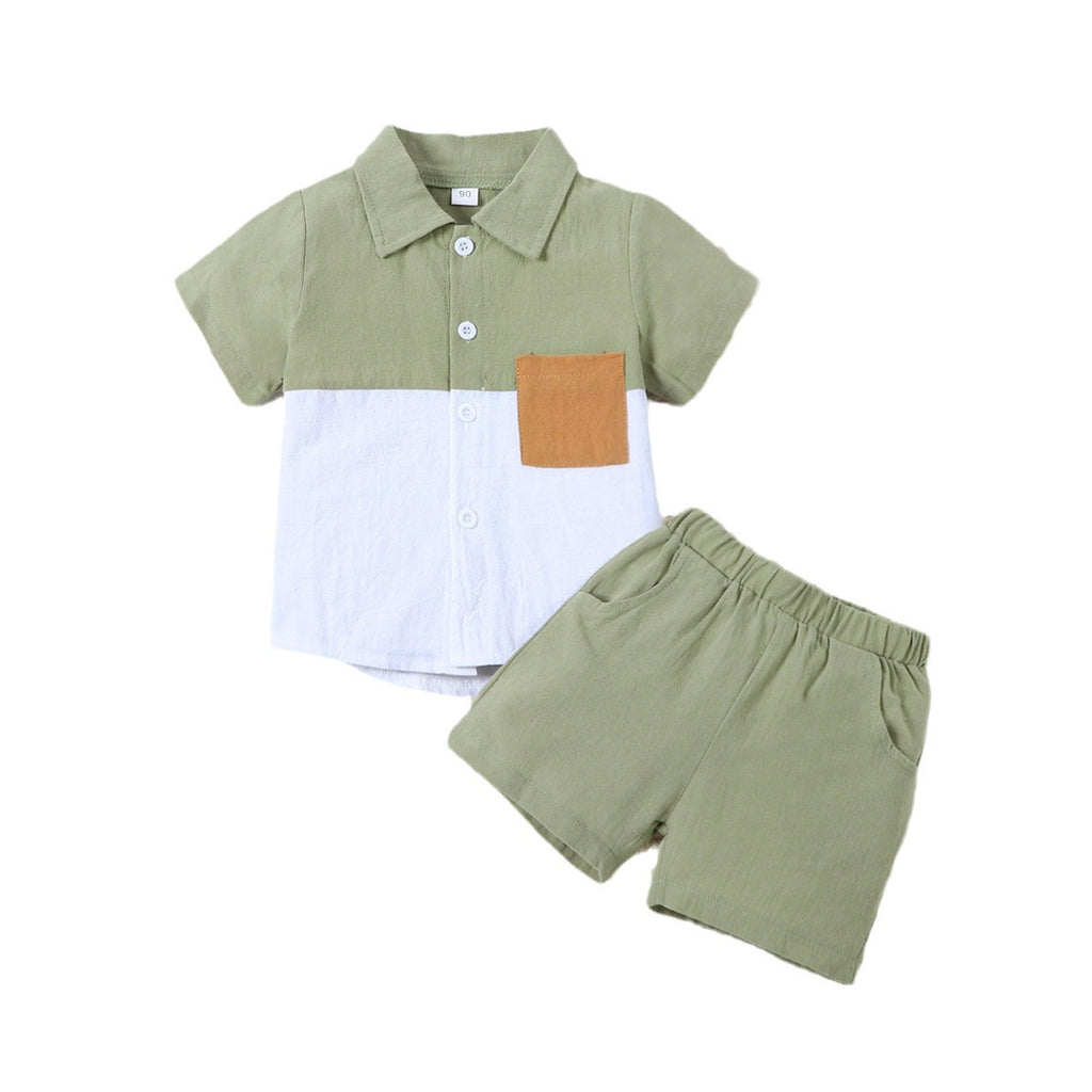 Conjunto de Camisa y Pantalón Corto de Algodón y Lino para Niño — Fresco y Natural