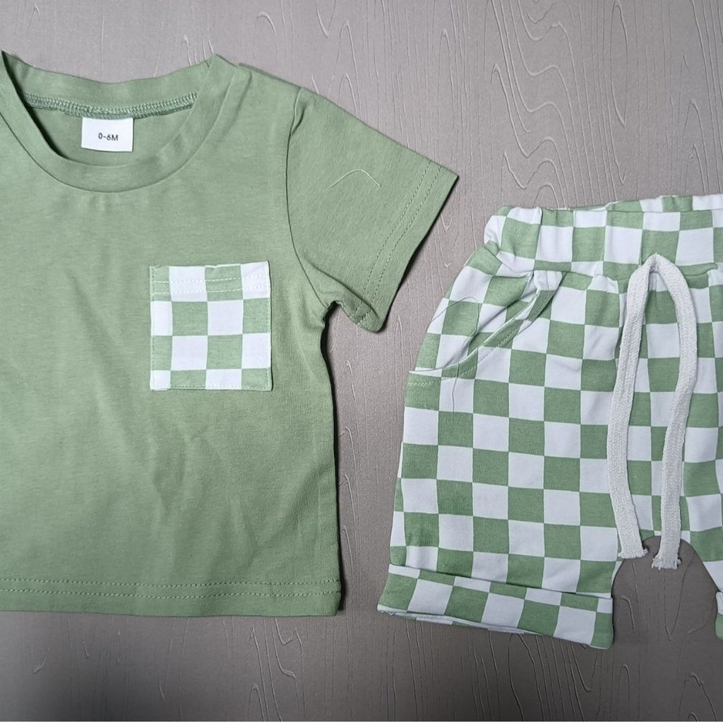 Conjunto Informal de Pantalón Corto a Cuadros para Bebé — Estilo Casual desde Pequeñito