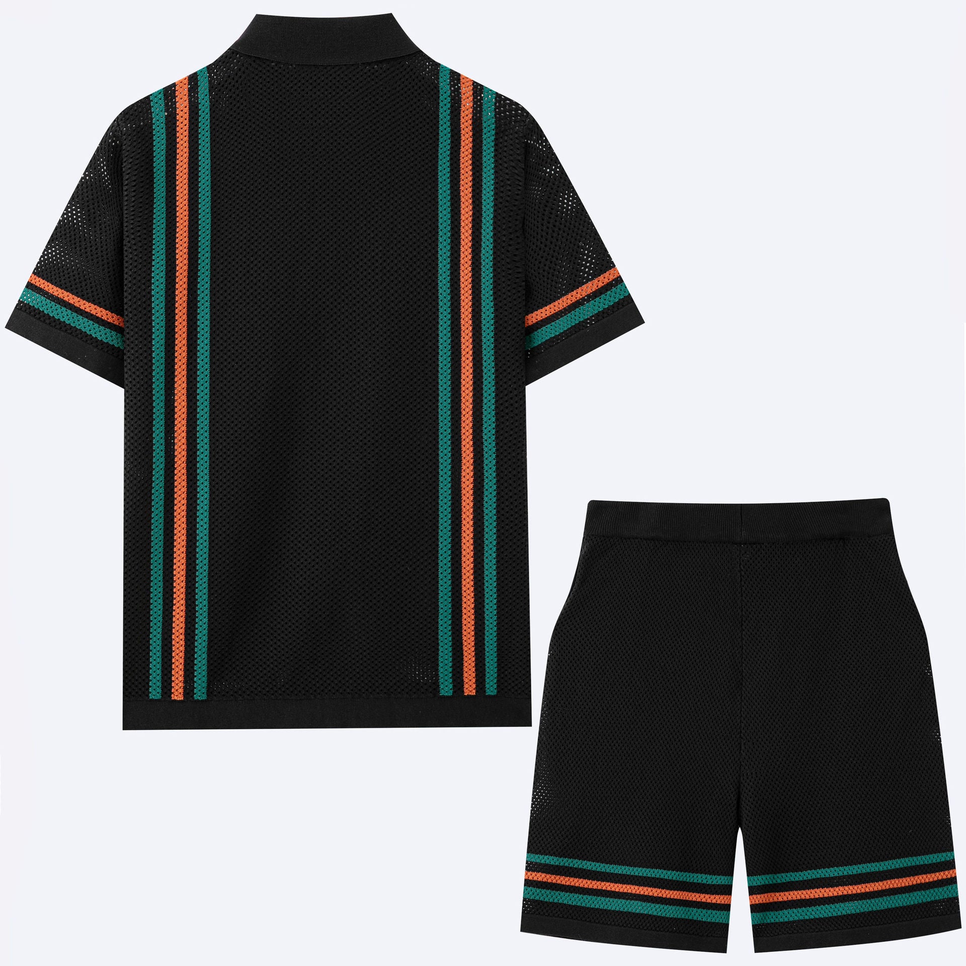 Conjunto de suéter de punto de manga corta con diseño calado para hombre