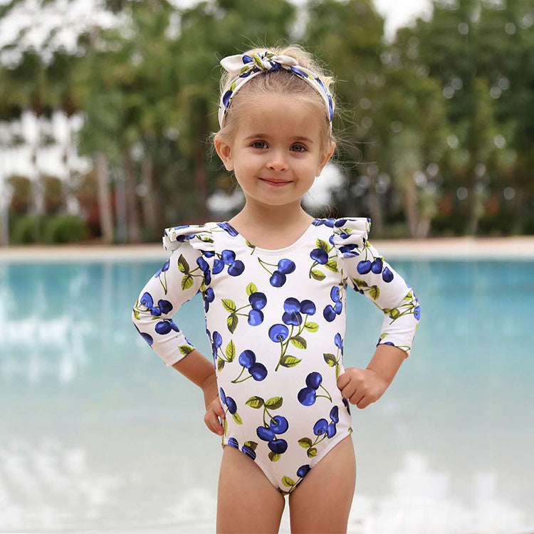 Traje de Baño Una Pieza Floral para Niñas — Bañador Coreano