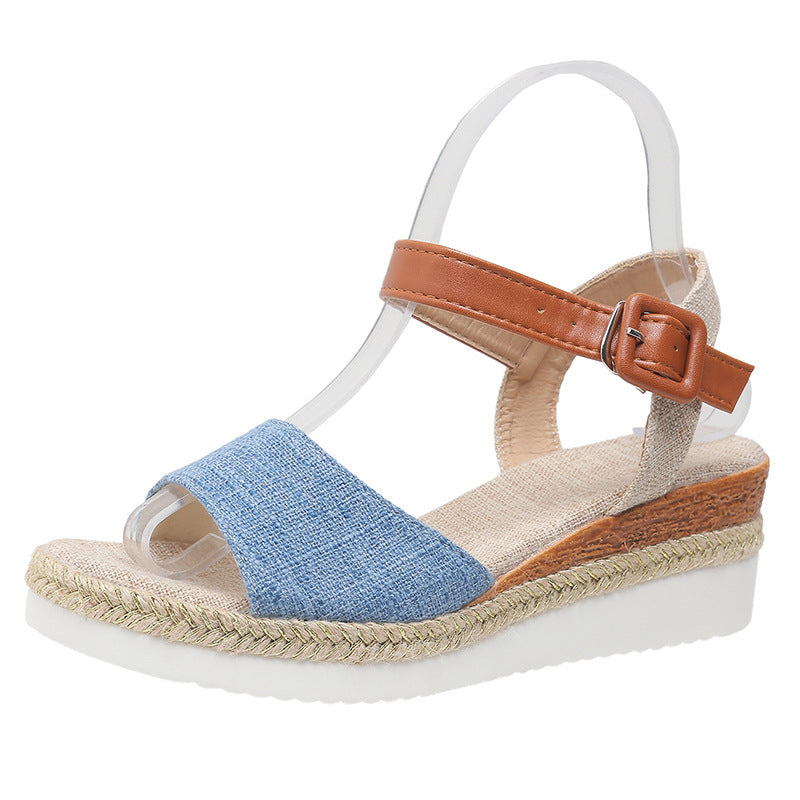 Sandalias de Cuña Informales con Tira en el Tobillo