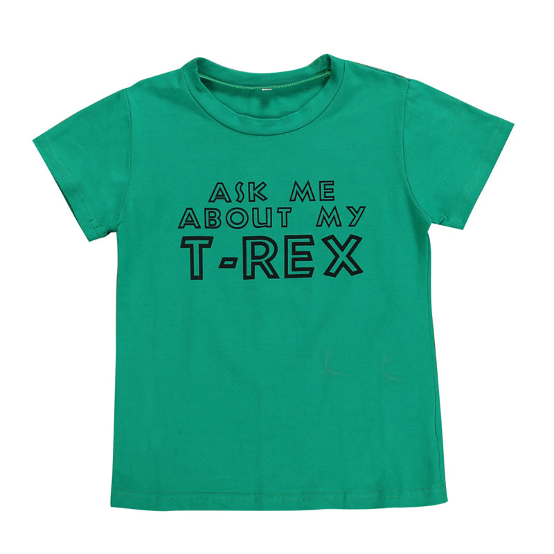 Camiseta de Algodón con Dinosaurio de Dibujos para Niño — Estampado Infantil