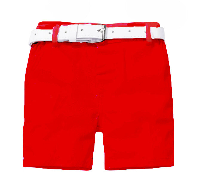 Pantalones Cortos Casuales de Verano para Bebé Niño con Cinturón — Algodón