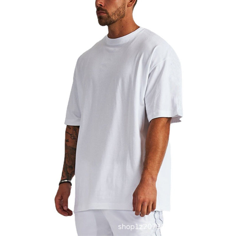 Camiseta de manga corta para hombre, de algodón puro y corte holgado