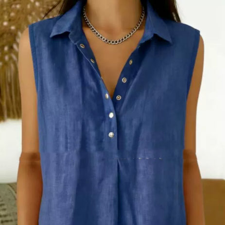 Camisa sin mangas de color liso, holgada y cómoda para mujer.