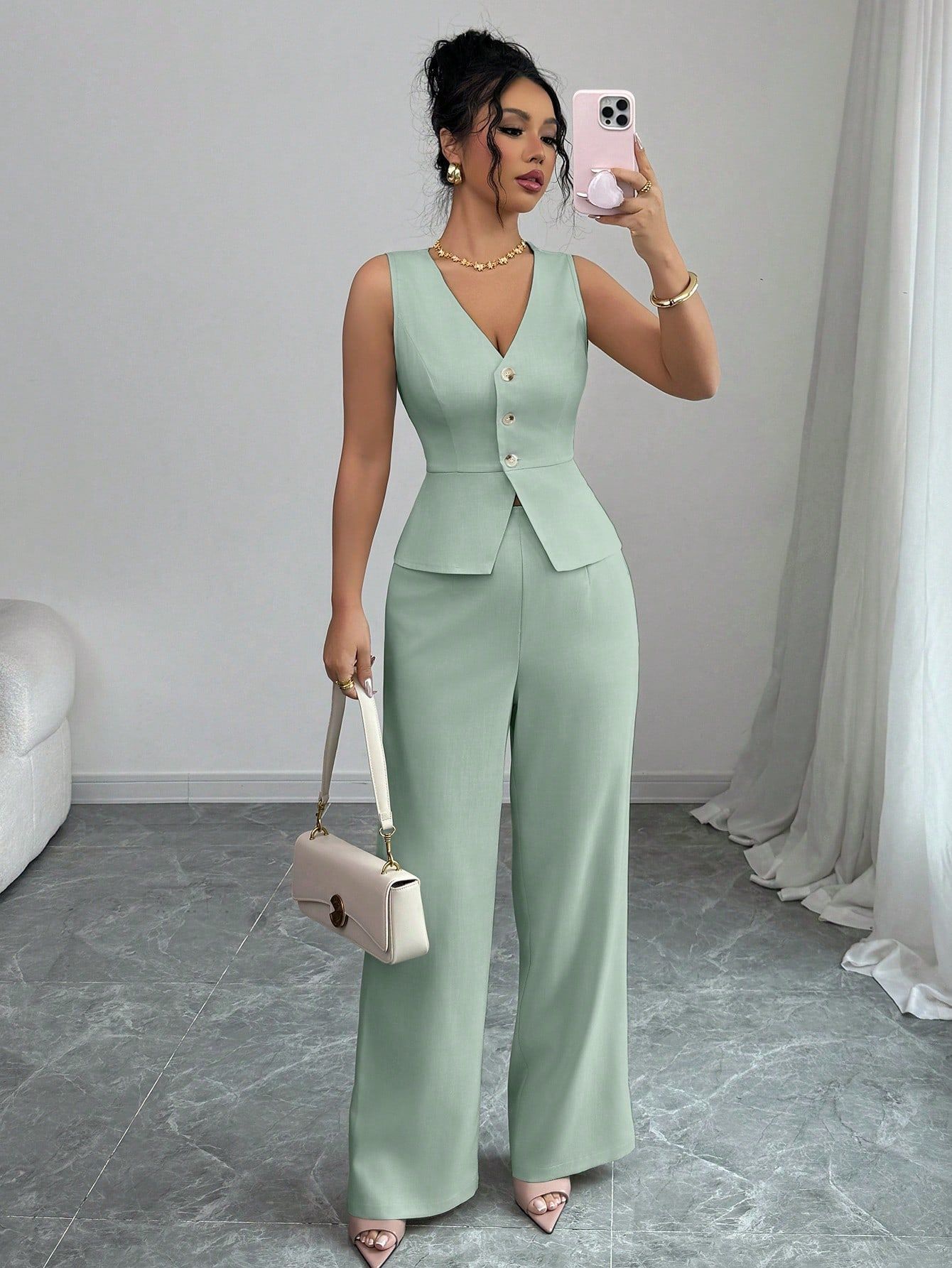 Conjunto Mujer Dos Piezas Pantalón Pata Ancha
