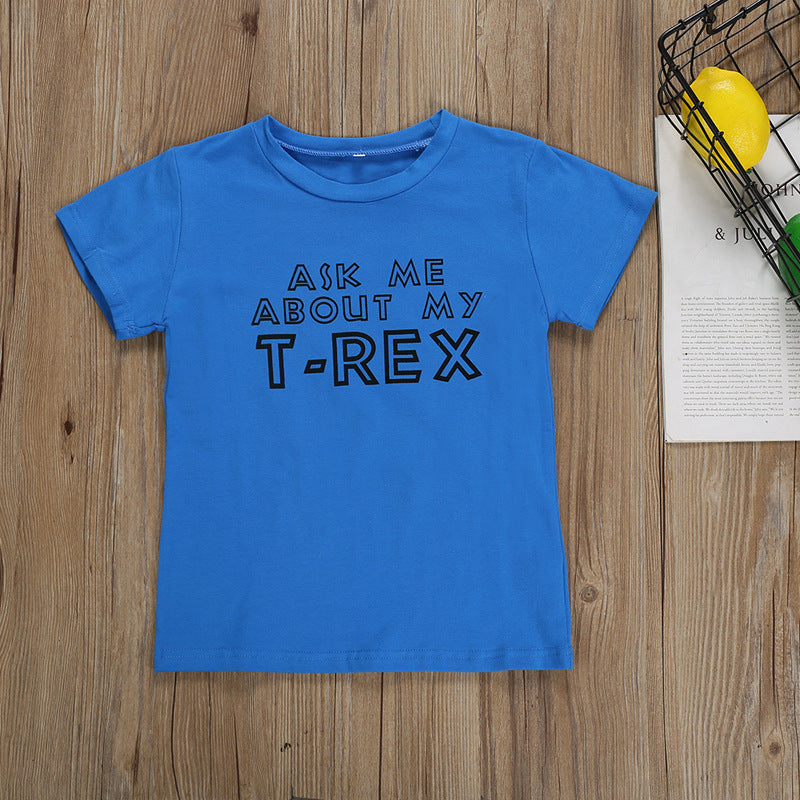 Camiseta de Algodón con Dinosaurio de Dibujos para Niño — Estampado Infantil