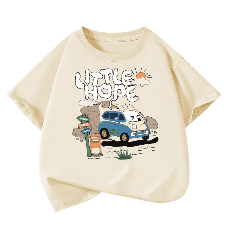 Camiseta de manga corta holgada de algodón para niño
