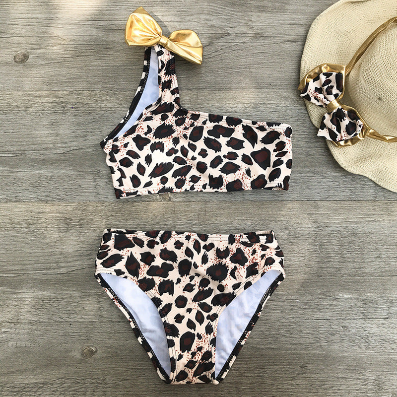 Bikini Tres Piezas Niñas Estampado Leopardo — Bañador Infantil