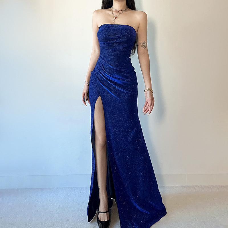 Vestido tubo brillante de corte ajustado, estilo veraniego ya la moda.