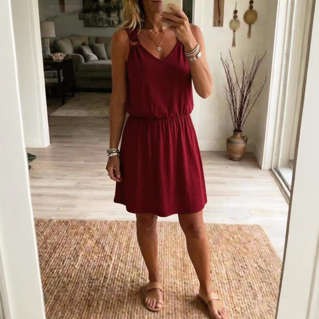 Women's Casual Sleeveless V-Neck Dress